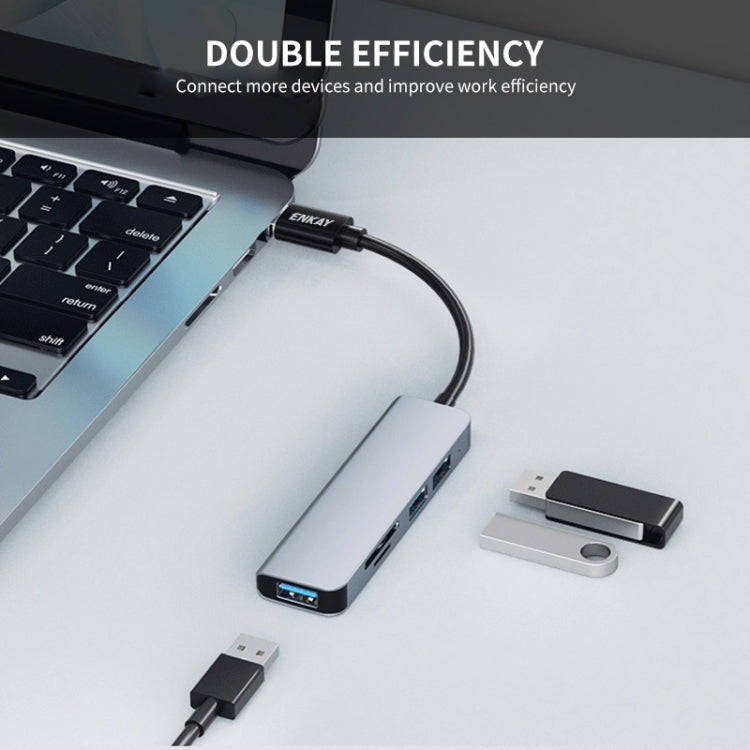 ENKAY Hat-Prince 5 in 1 Docking Station Adapter HUB SD/TF Card Reader, Interface:USB 3.0