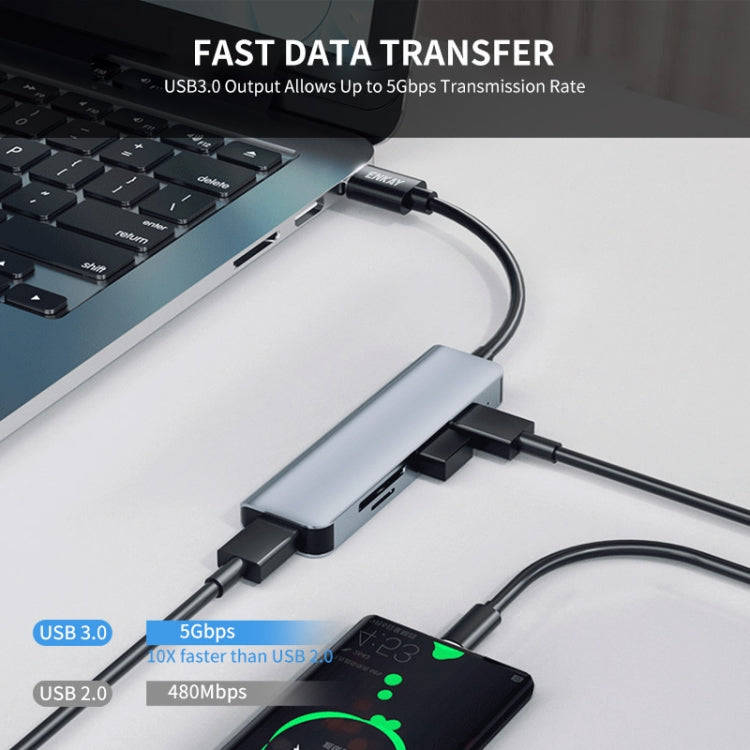 ENKAY Hat-Prince 5 in 1 Docking Station Adapter HUB SD/TF Card Reader, Interface:USB 3.0