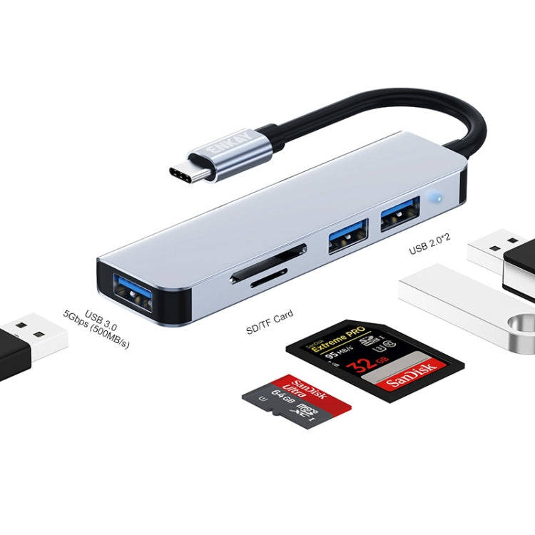 ENKAY Hat-Prince 5 in 1 Docking Station Adapter HUB SD/TF Card Reader, Interface:Type-C