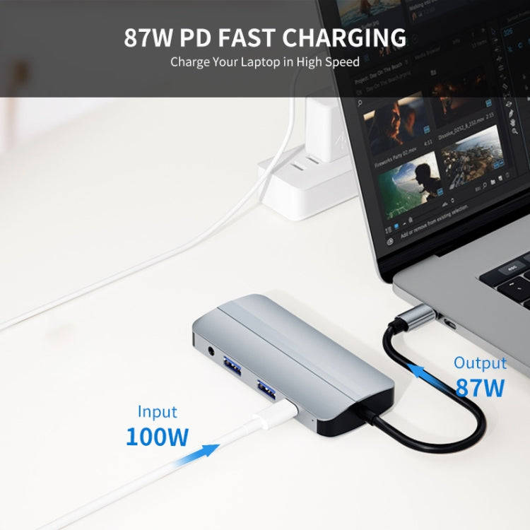 JUNSUNMAY 8 in 1 Type-C to 4K HDMI + VGA Docking Station Adapter PD Quick Charge Hub