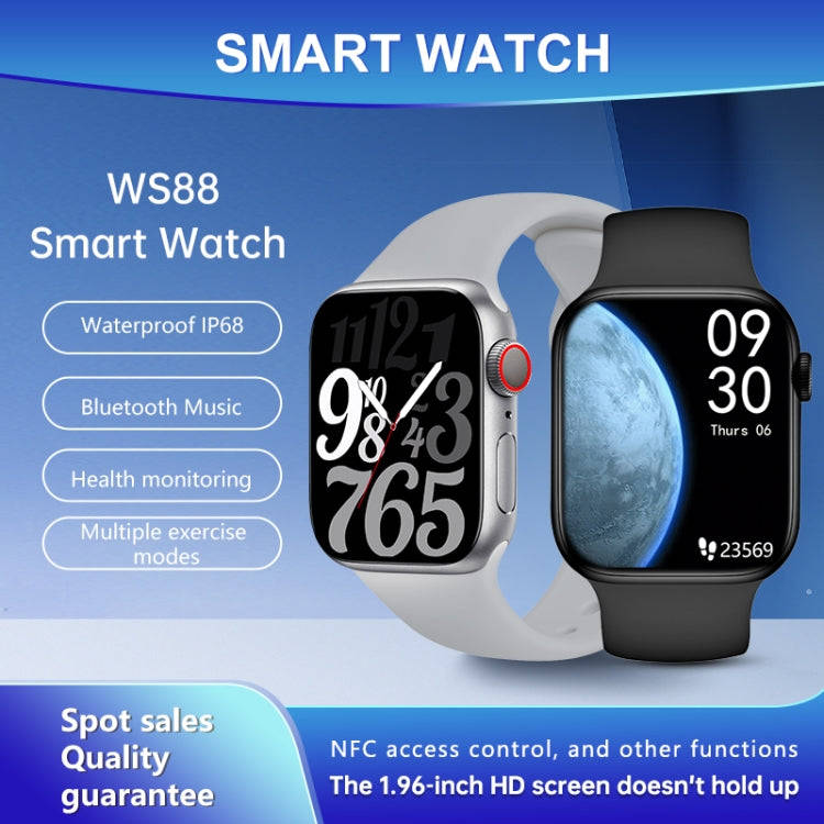 WS88 1.96 inch Color Screen Smart Watch,Support Heart Rate Monitoring / Blood Pressure Monitoring...