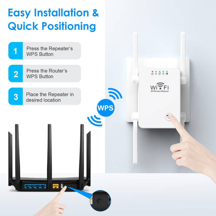 U8 300Mbps Wireless WiFi Repeater Extender Router Wi-Fi Signal Amplifier WiFi Booster(EU Plug)