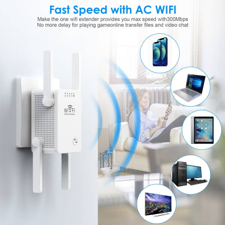 U8 300Mbps Wireless WiFi Repeater Extender Router Wi-Fi Signal Amplifier WiFi Booster(EU Plug)