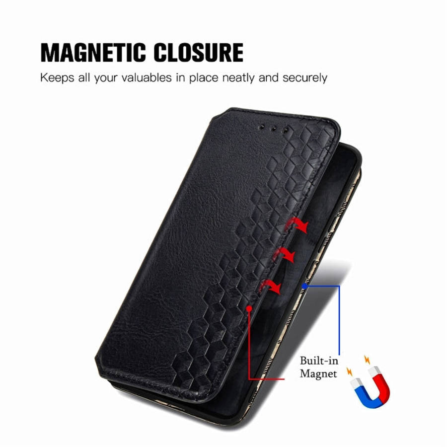 For Google Pixel 8 Pro Cubic Grid Pressed Magnetic Leather Phone Case(Black)