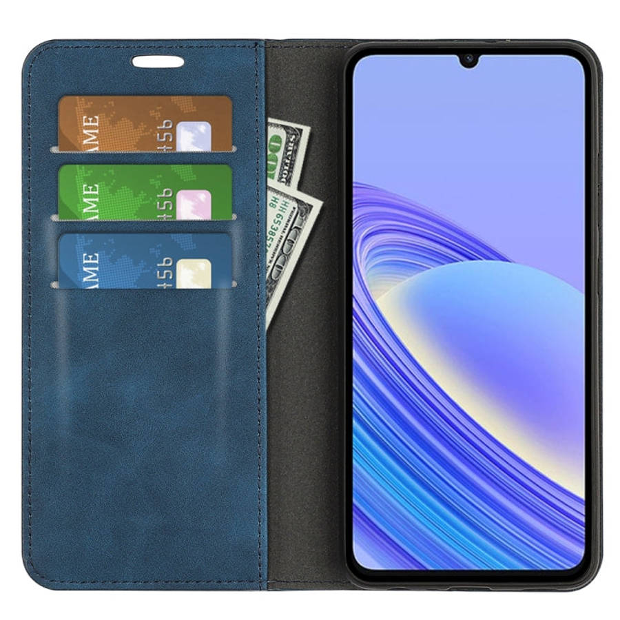 For TCL 40 SE Retro-skin  Magnetic Suction Leather Phone Case(Dark Blue)