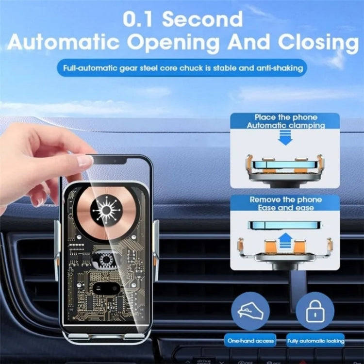 C10 Car Navigation Infrared Sensor Transparent Wireless Charger 15W Fast Charger Phone Stand(Golden)