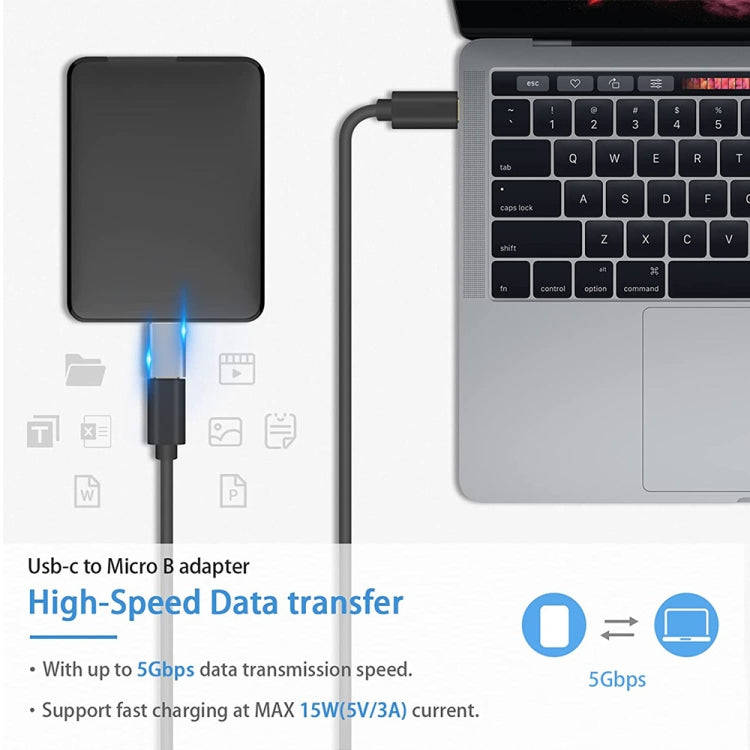2 PCS JUNSUNMAY USB-C / Type-C Female to Male USB 3.0 Micro B Adapter Converter