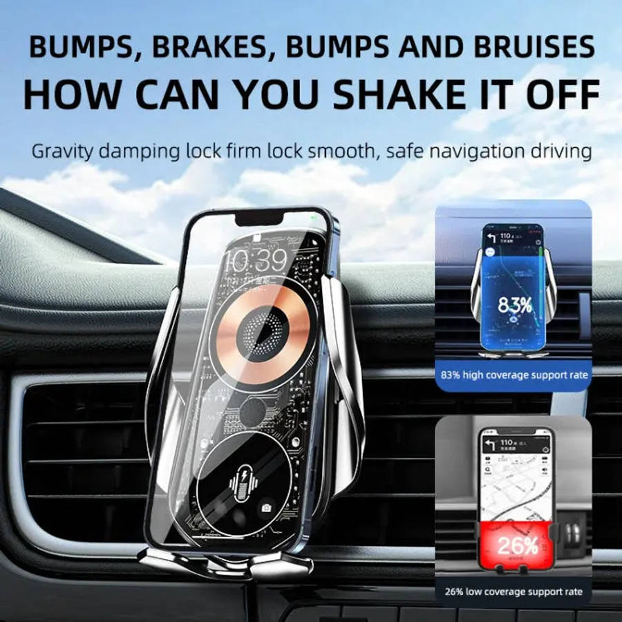 Q8 Universal Air Vent Mount Magnetic Mobile Phone Wireless Charging Car Holder without Start Butt...