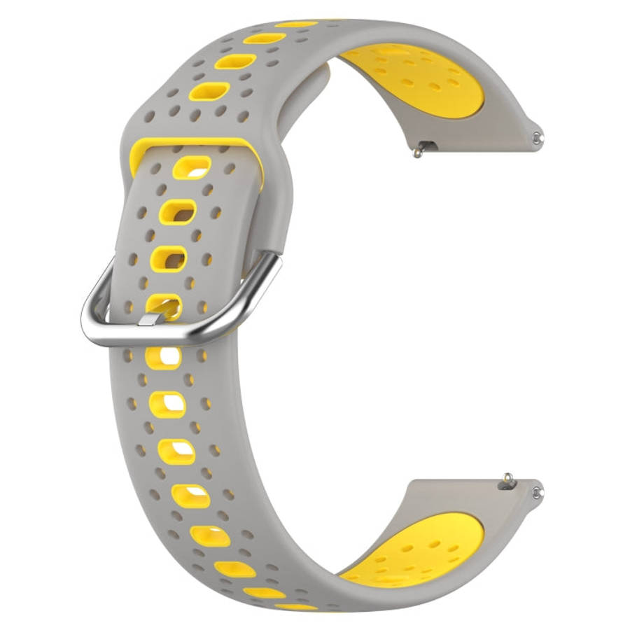For Amazfit Pop Pro 20mm Breathable Two-Color Silicone Watch Band(Grey+Yellow)