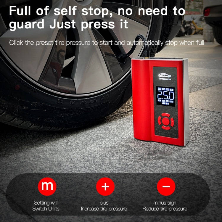 Ai8 Portable Multifunctional LCD Screen Emergency Power Supply 12V Car Start Air Pump(Red)