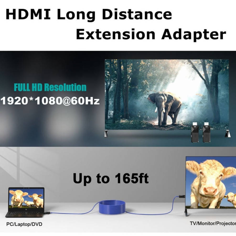 HDMI Extender 165ft Audio Video 1080P Over Cat5 Cat6 Ethernet Cable Transmit Lossless Signal HDMI...