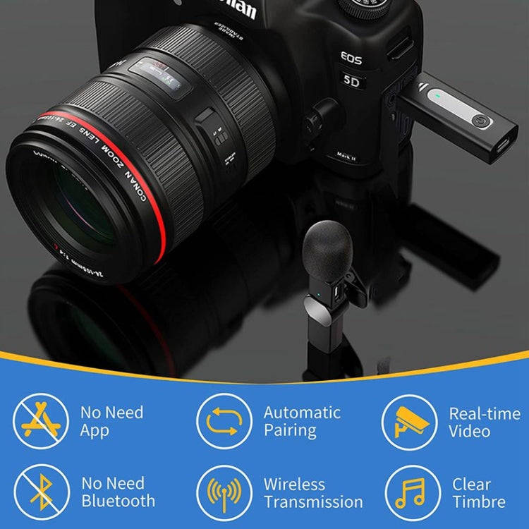 One by Two Lavalier Wireless Noise Reduction Microphone for Phone /  Camera / Laptop / MacBook wi...