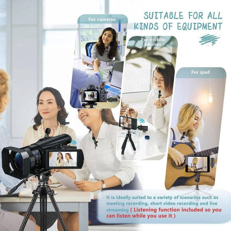 One by Two 3 in 1 Lavalier Noise Reduction Wireless Microphone for iPhone / iPad / Android / Camera