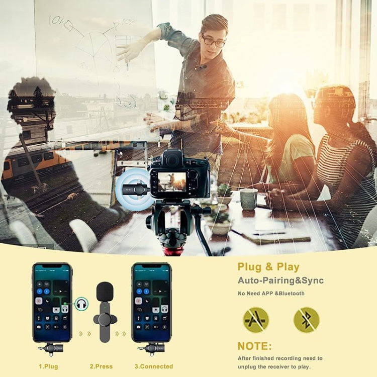 One by One 3 in 1 Lavalier Noise Reduction Wireless Microphone for iPhone / iPad / Android / Camera