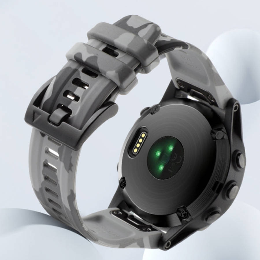 For Garmin Fenix 7X Solar Camouflage 26mm Silicone Watch Band(Camouflage Grey)