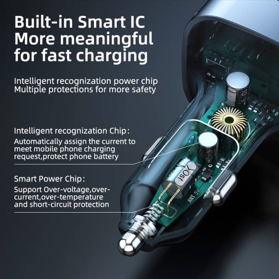 K12 With Type-C / 8-Pin Charging Cable Phone Fast Charging Adapter 2 USB + 1 Type-C PD Car Charger