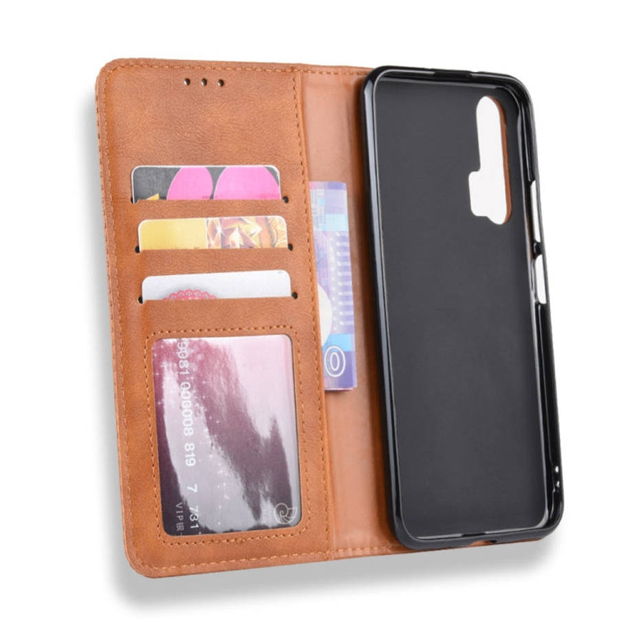 Magnetic Buckle Retro Crazy Horse Texture Horizontal Flip Leather Case for HUAWEI Honor 20pro , w...