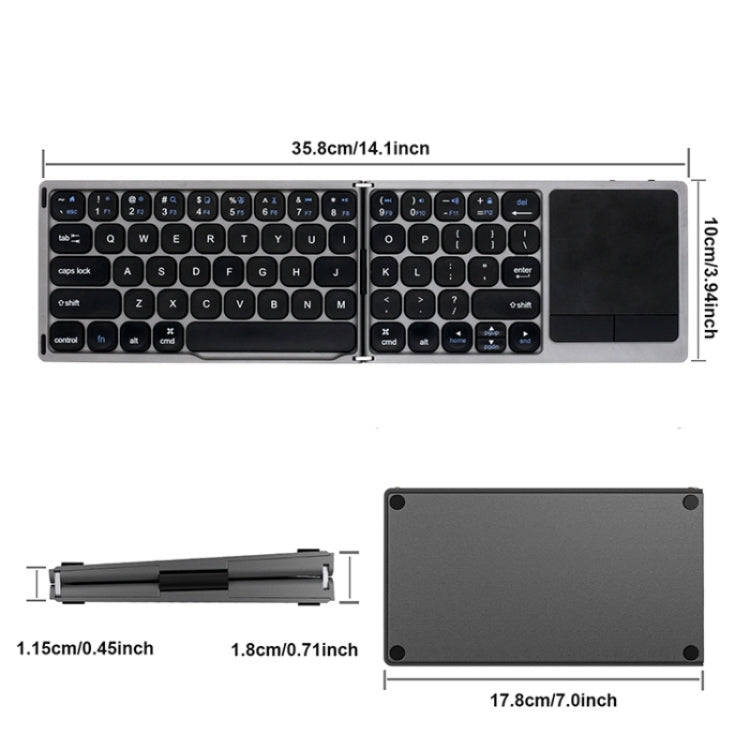 FK328T Cell Phone Tablet Laptop Wireless Bluetooth Keyboard Portable 3-Folded Keyboard
