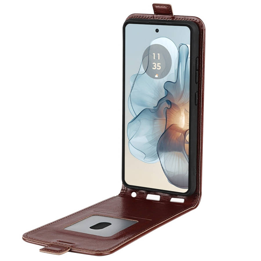 For Motorola Moto G24 Power R64 Texture Single Vertical Flip Leather Phone Case(Brown)