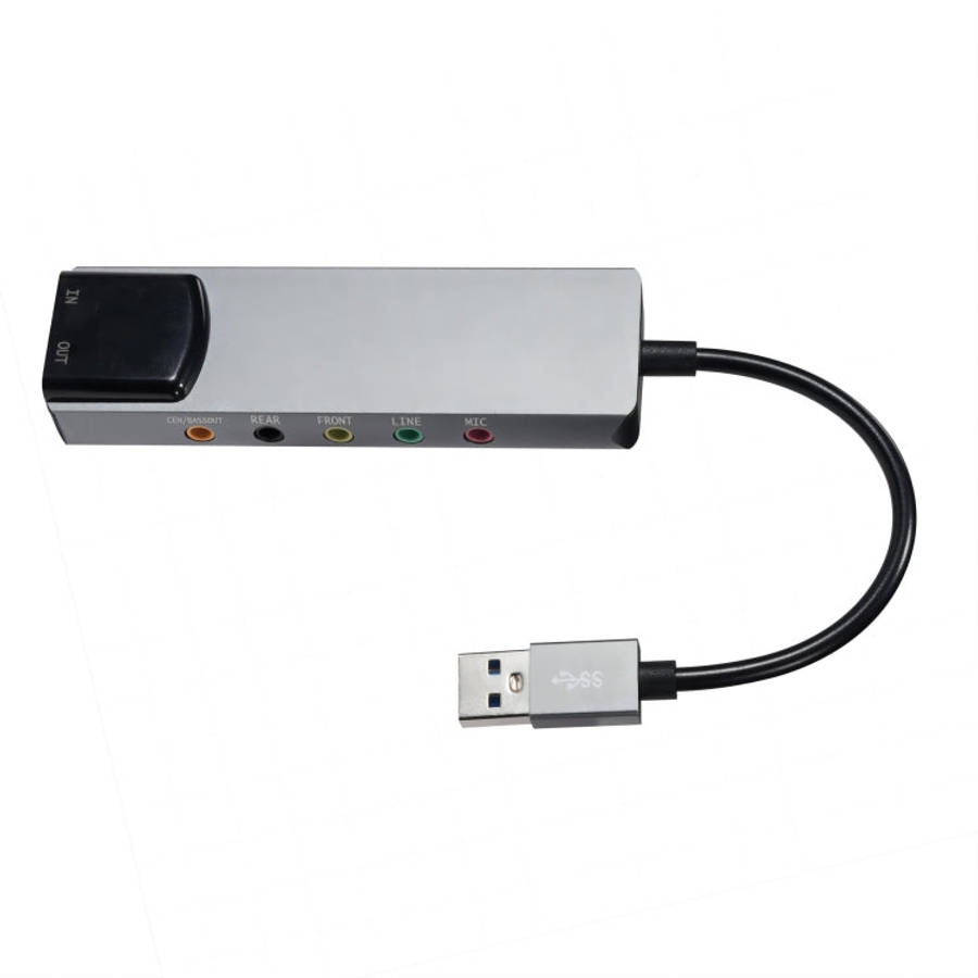 HY-601 6 in 1 USB Multi-Functional Sound Card USB + Audio 3.5 + 7.1CH / OPTICAL(Argent)
