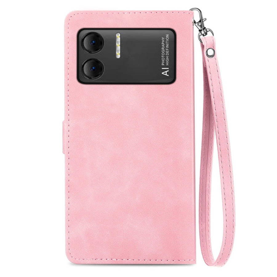 For DOOGEE X98 Pro / X98 Embossed Flower Zipper Leather Phone Case(Pink)