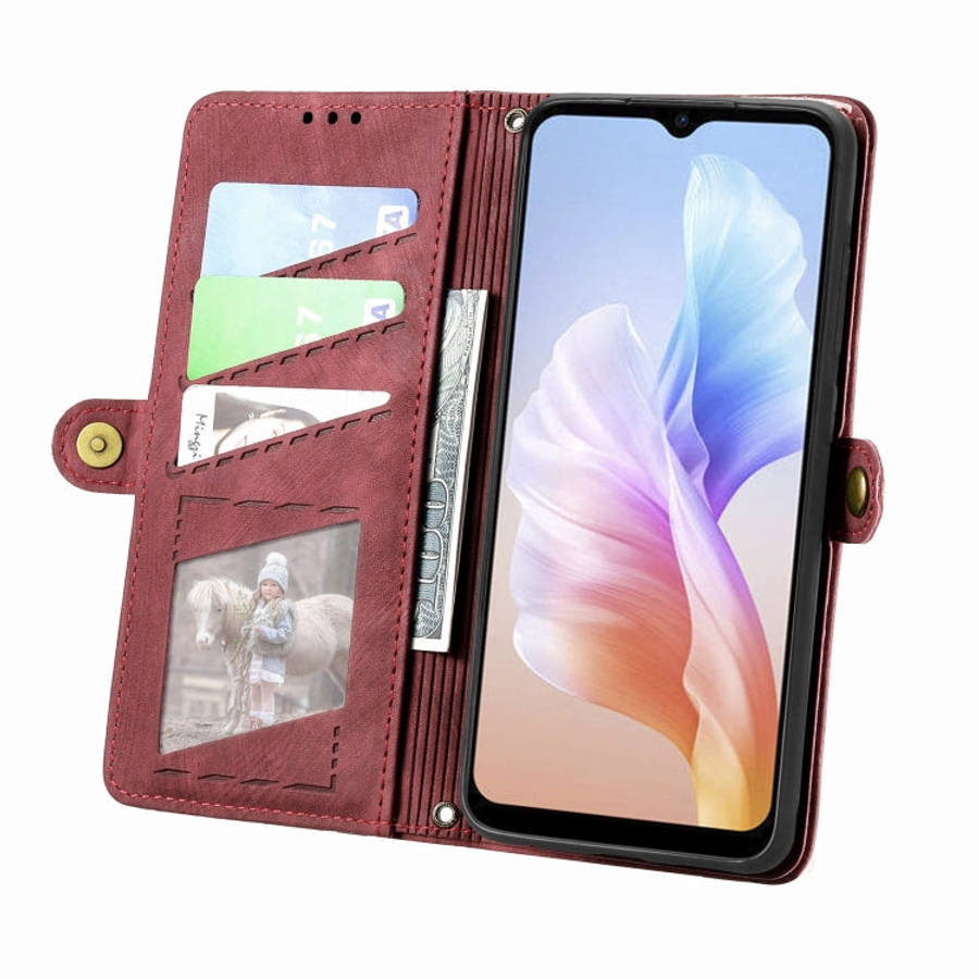 For DOOGEE X98 Pro / X98 Geometric Zipper Wallet Side Buckle Leather Phone Case(Red)