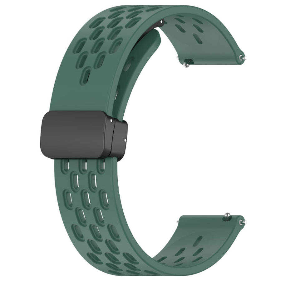 For Amazfit GTS 4 20mm Folding Magnetic Clasp Silicone Watch Band(Dark Green)