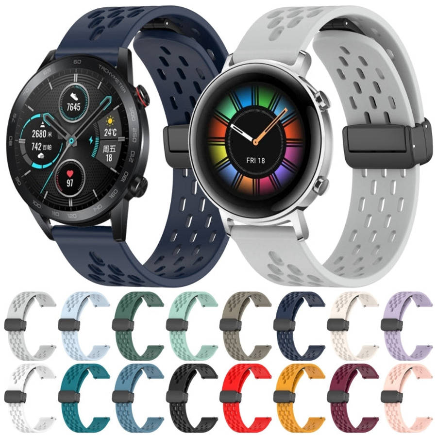 For Huawei Watch 2 20mm Folding Magnetic Clasp Silicone Watch Band(Dark Green)