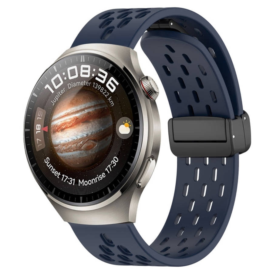 For Huawei Watch 4 Pro 22mm Folding Magnetic Clasp Silicone Watch Band(Midnight Blue)