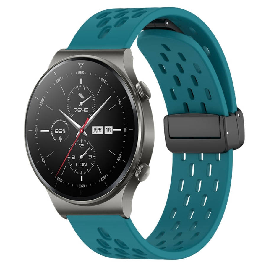 For Huawei GT2 Pro 22mm Folding Magnetic Clasp Silicone Watch Band(Hidden Green)