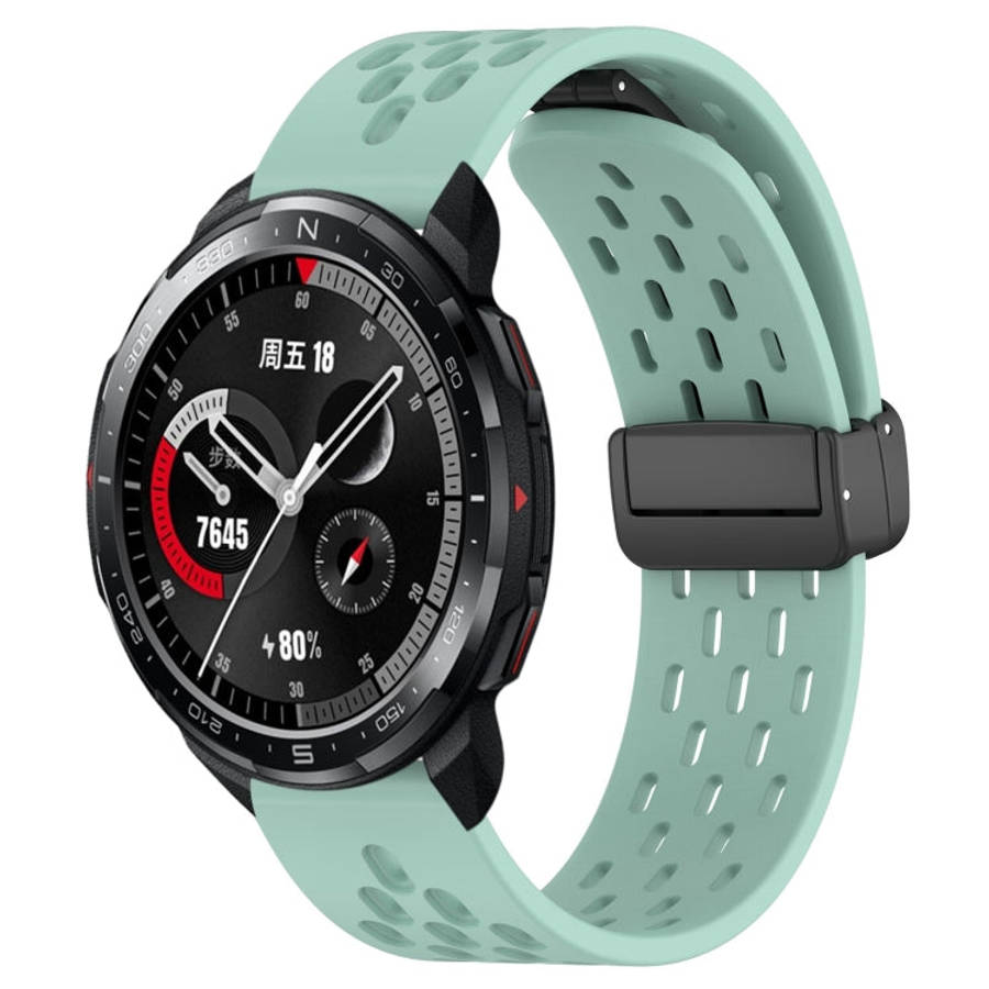 For Honor Watch GS Pro 22mm Folding Magnetic Clasp Silicone Watch Band(Teal)