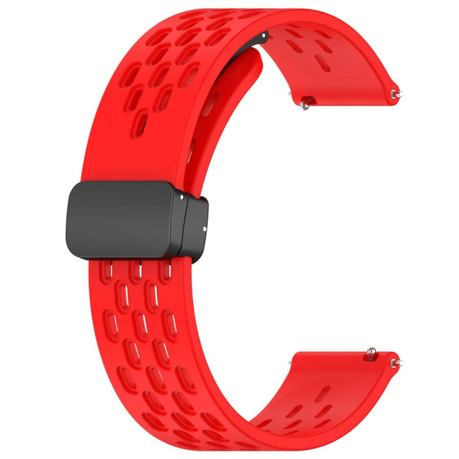 For Samsung Galaxy Watch3 41mm 20mm Folding Magnetic Clasp Silicone Watch Band(Red)
