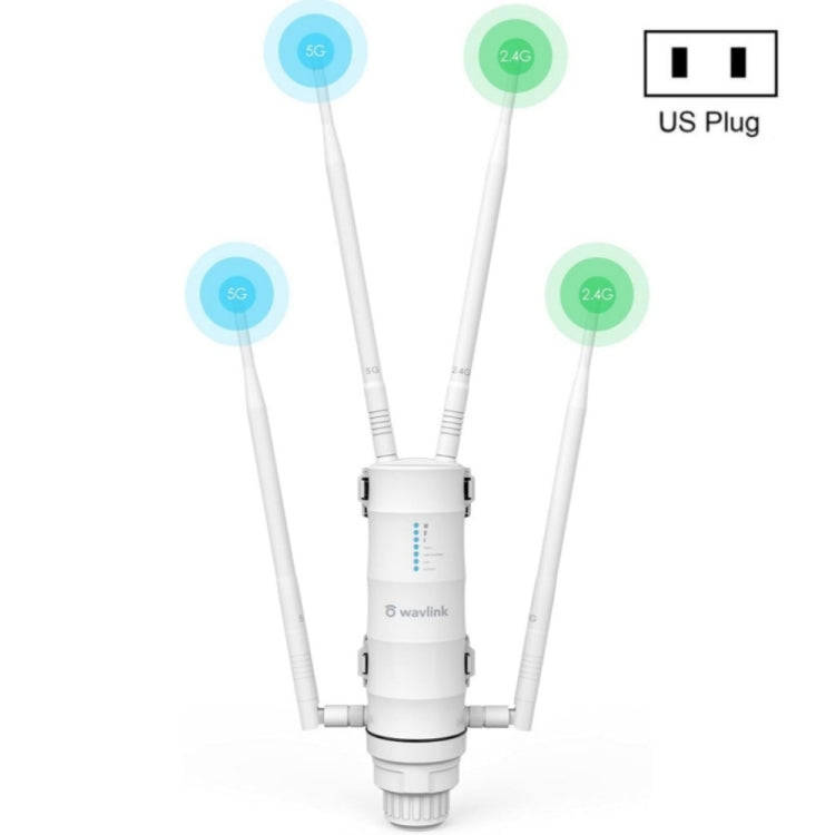 WAVLINK WN572HP3 AC1200 Dual Band Weatherproof Wireless Router Outdoor WiFi Extender, Plug:US Plug