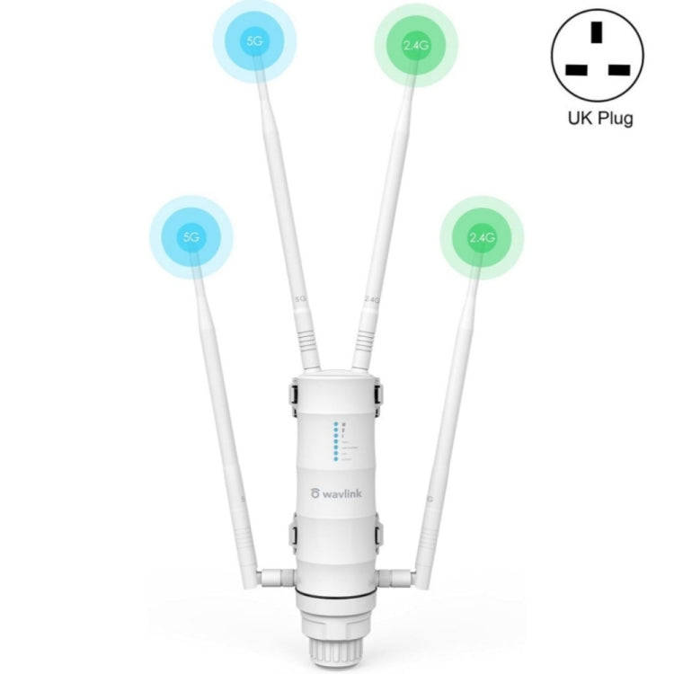 WAVLINK WN572HP3 AC1200 Dual Band Weatherproof Wireless Router Outdoor WiFi Extender, Plug:UK Plug