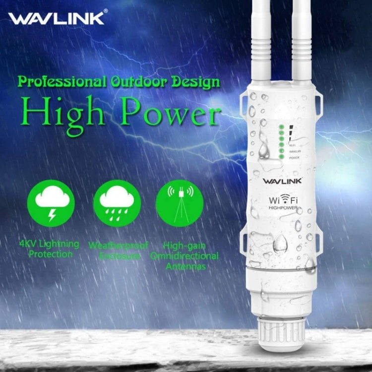 WAVLINK WN570HA1 Weatherproof 2.4+5GHz 600Mbps Outdoor WiFi Range Router Extender, Plug:US Plug