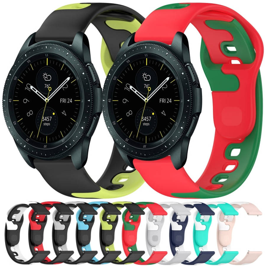 For Samsung Galaxy Watch Active 2 40mm 20mm Double Color Silicone Watch Band(Blue+White)