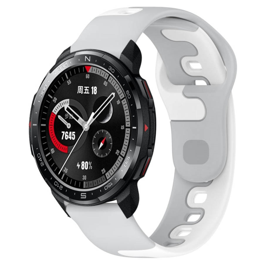 For Honor Watch GS Pro 22mm Double Color Silicone Watch Band(Grey+White)