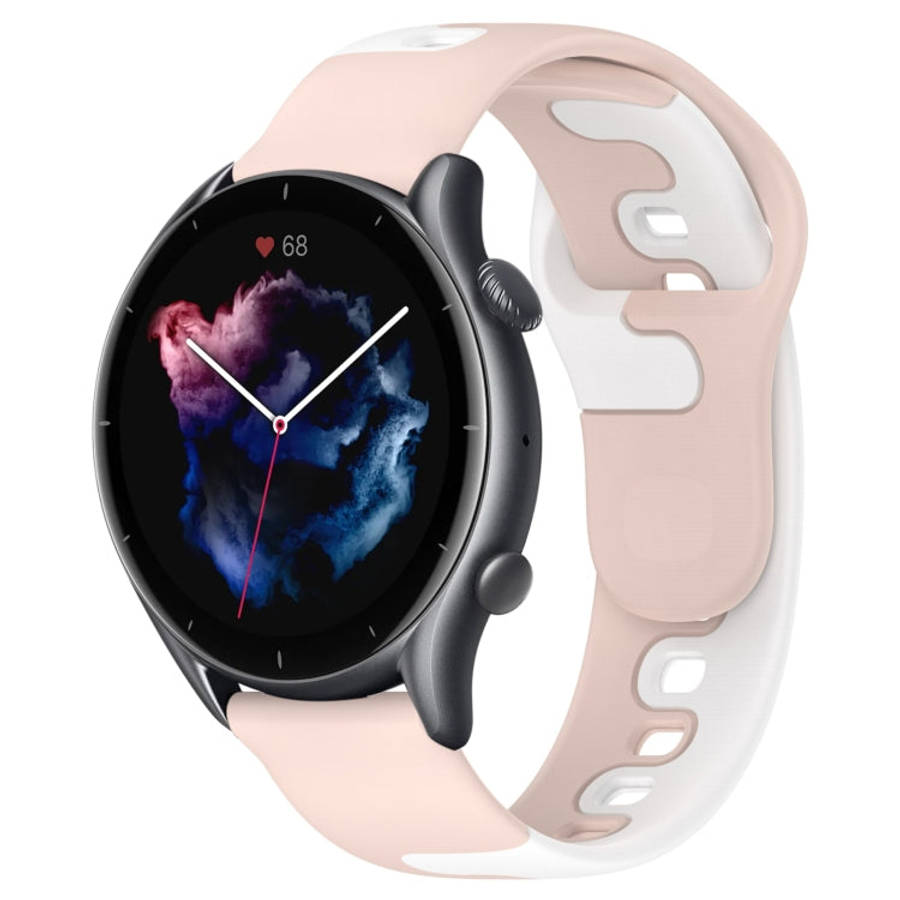 For Amazfit GTR 3 22mm Double Color Silicone Watch Band(Pink+White)