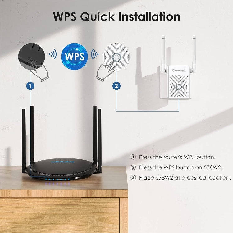 WAVLINK WN578W2 For Home Office N300 WiFi Wireless AP Repeater Signal Booster, Plug:EU Plug