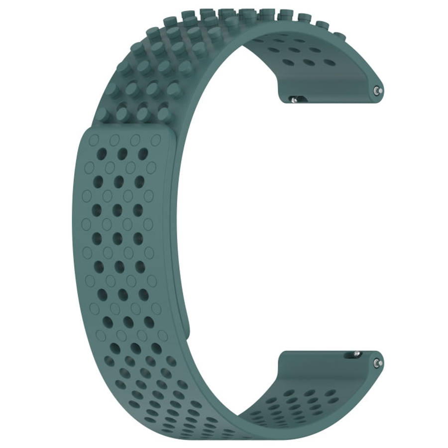 For Garmin Forerunner Sq2 20mm Holes Breathable 3D Dots Silicone Watch Band(Olive Green)