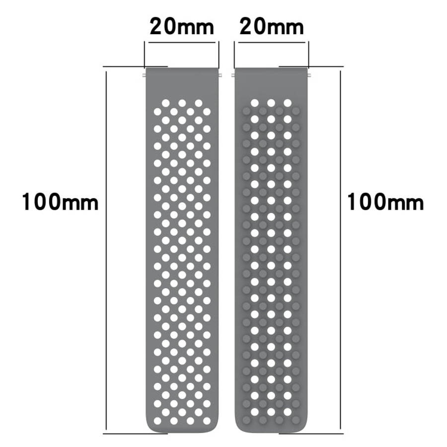 For Samsung Galaxy Watch Active 2 40mm 20mm Holes Breathable 3D Dots Silicone Watch Band(Grey)
