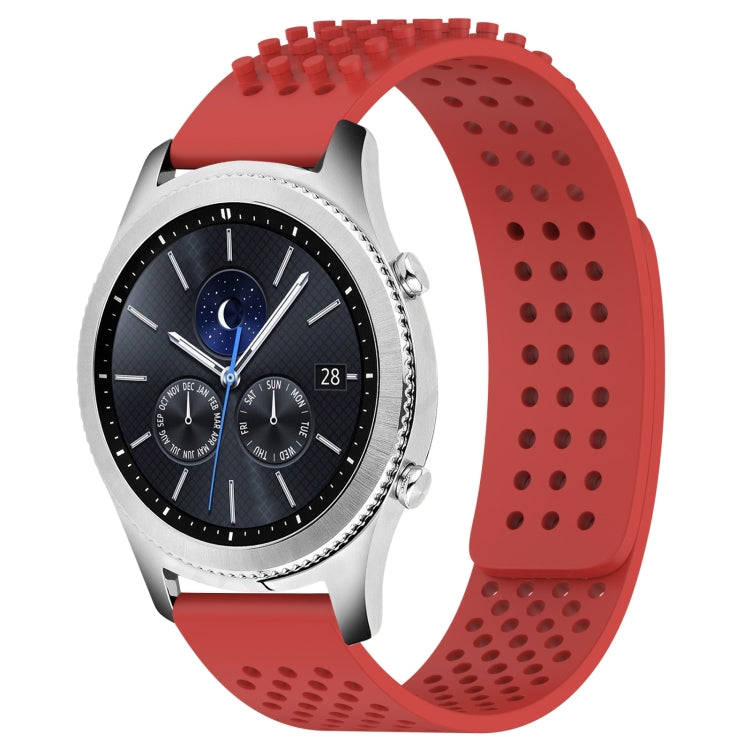 For Samsung Gear S3 Classic 22mm Holes Breathable 3D Dots Silicone Watch Band(Red)