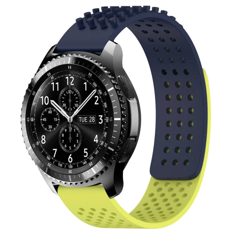For Samsung Gear S3 Frontier 22mm Holes Breathable 3D Dots Silicone Watch Band(Midnight Blue+Lime...