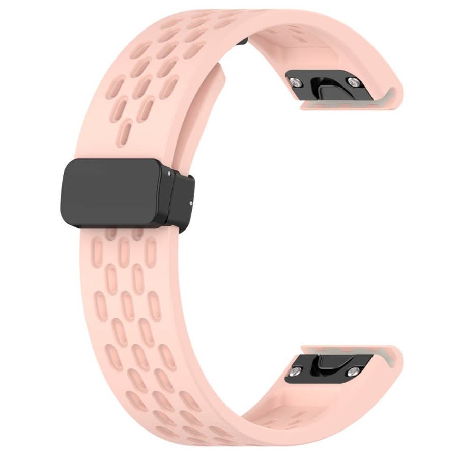 For Garmin Epix Pro 42mm Hole Folding Buckle 20mm Silicone Watch Band(Pink)