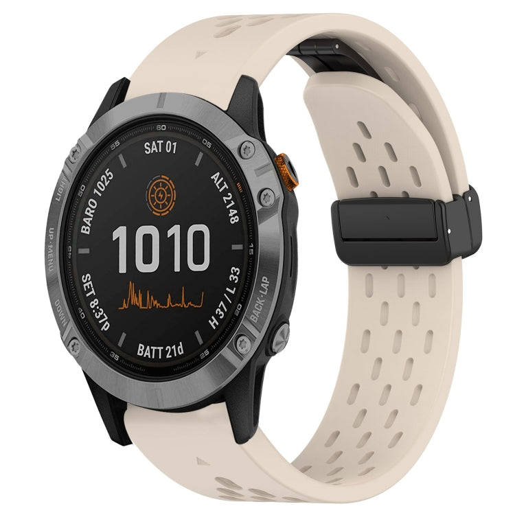 For Garmin Fenix 7 Hole Folding Buckle 22mm Silicone Watch Band(Starlight Color)