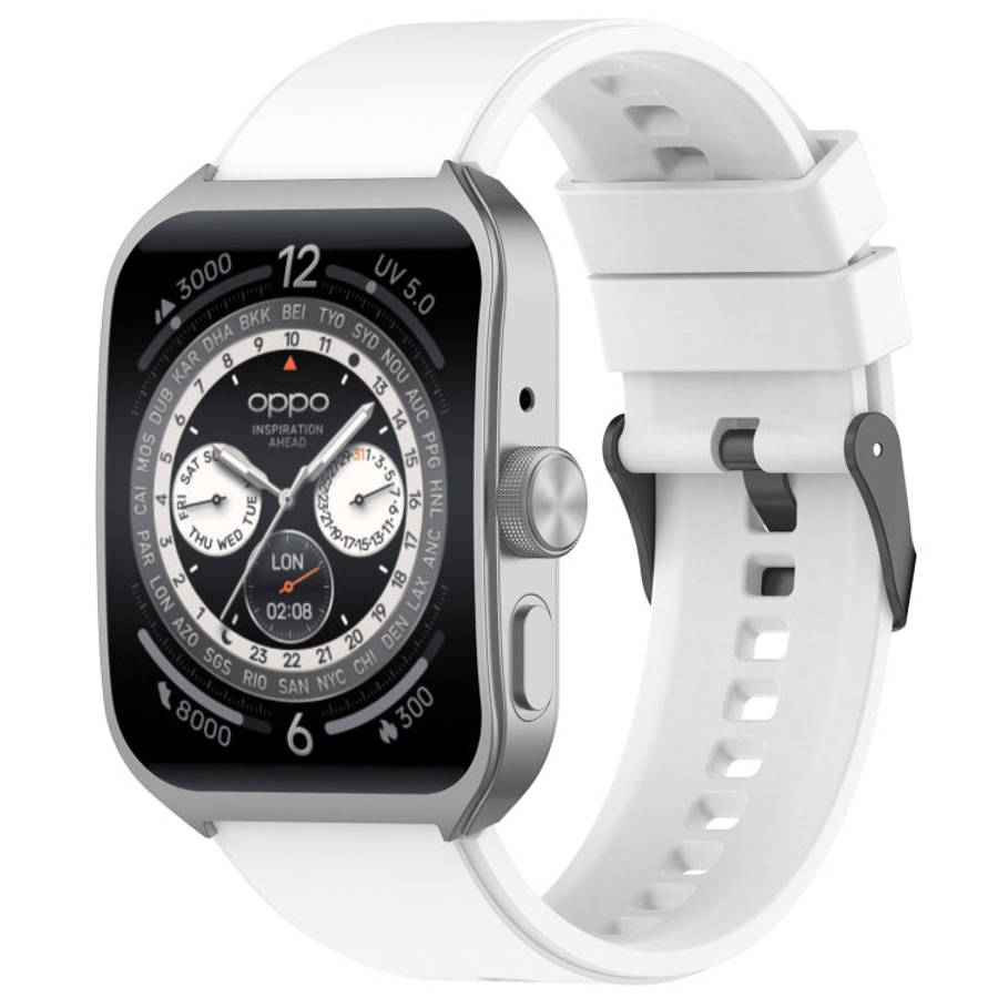 For OPPO Watch 4 Pro 22mm Solid Color Silicone Watch Band(White)