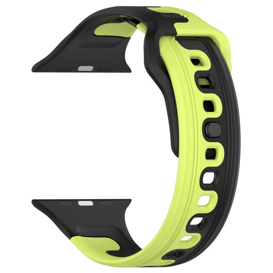 For Apple Watch 6 44mm Double Color Silicone Watch Band(Black+Green)
