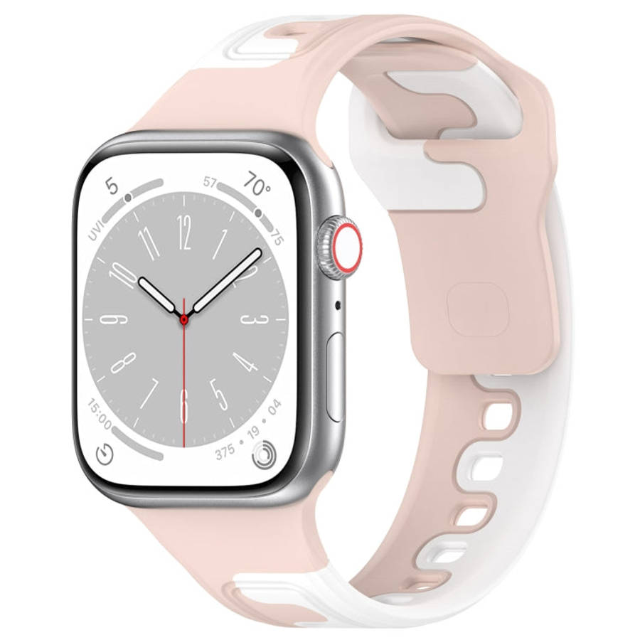 For Apple Watch 3 42mm Double Color Silicone Watch Band(Pink+White)