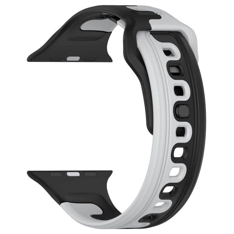 For Apple Watch 3 38mm Double Color Silicone Watch Band(Black+Grey)