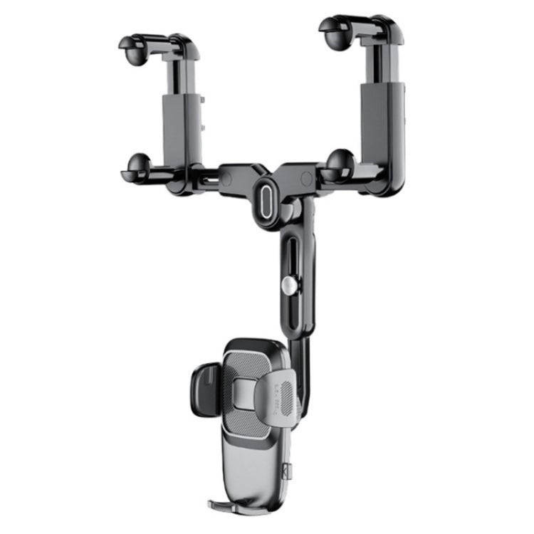 R009 Universal Vehicle Retractable Phone Clip Holder Car Rearview Mirror Cell Phone Mount(Black)